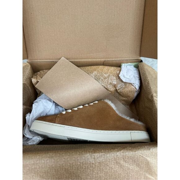 Frye Ivey genuine shearling sneaker mule in soft silky brown leather sz 8.5 NWB - Picture 9 of 9